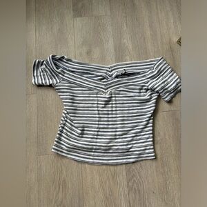 Horizontal stripped Crop Top Blue & white sz Small